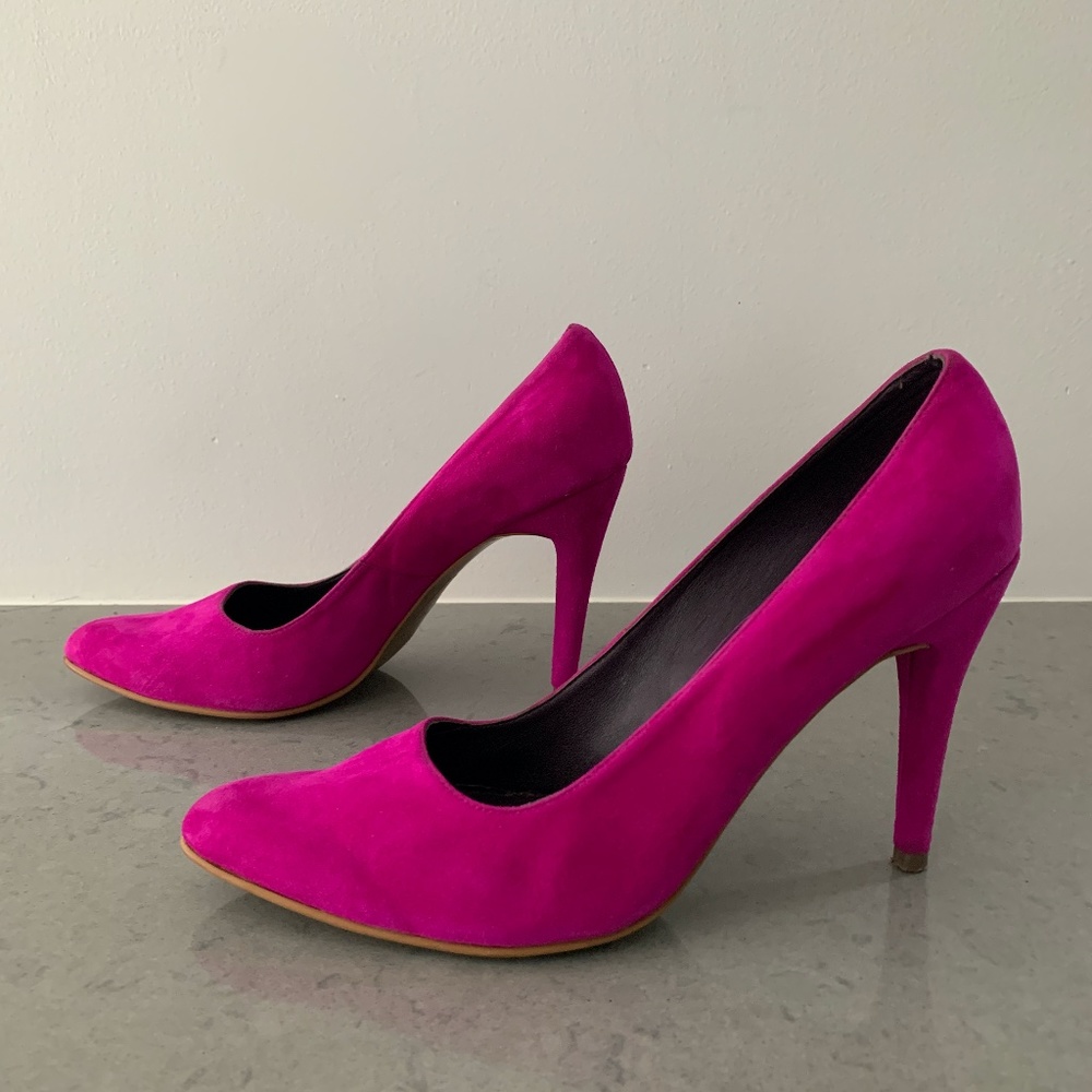 Hot Pink Suede 90s Pumps US 9